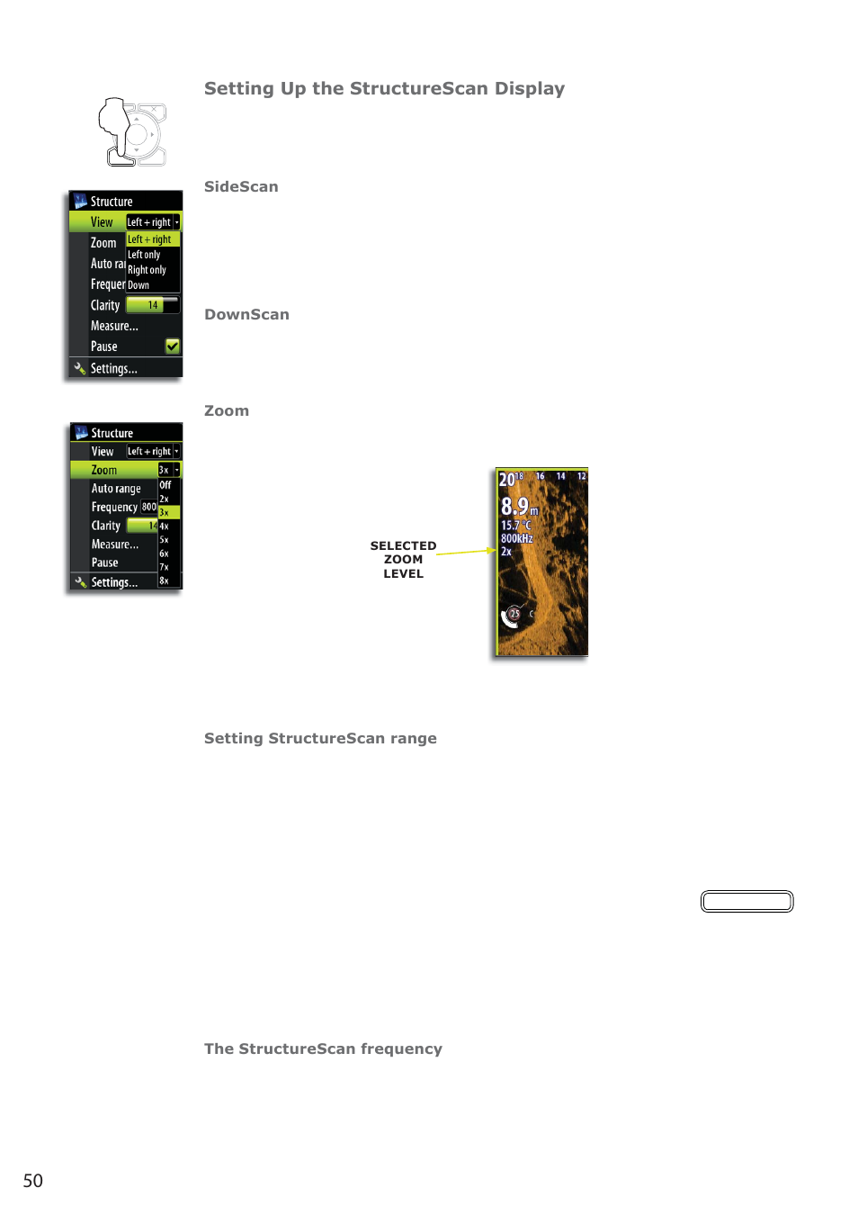Setting up the structurescan display | B&G Zeus 12 User Manual | Page 51 / 94