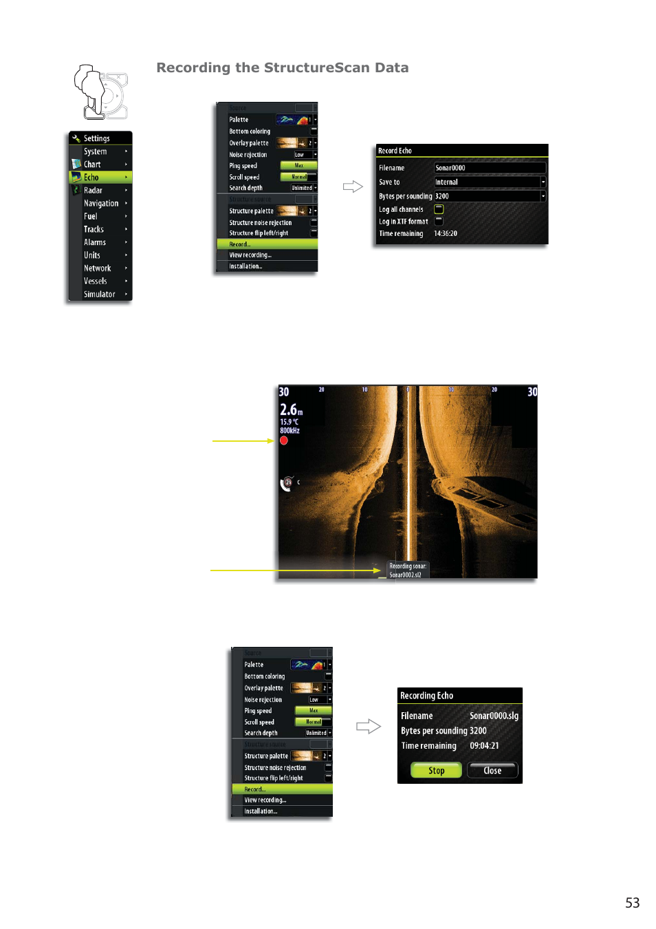 Recording the structurescan data | B&G Zeus 12 User Manual | Page 54 / 94