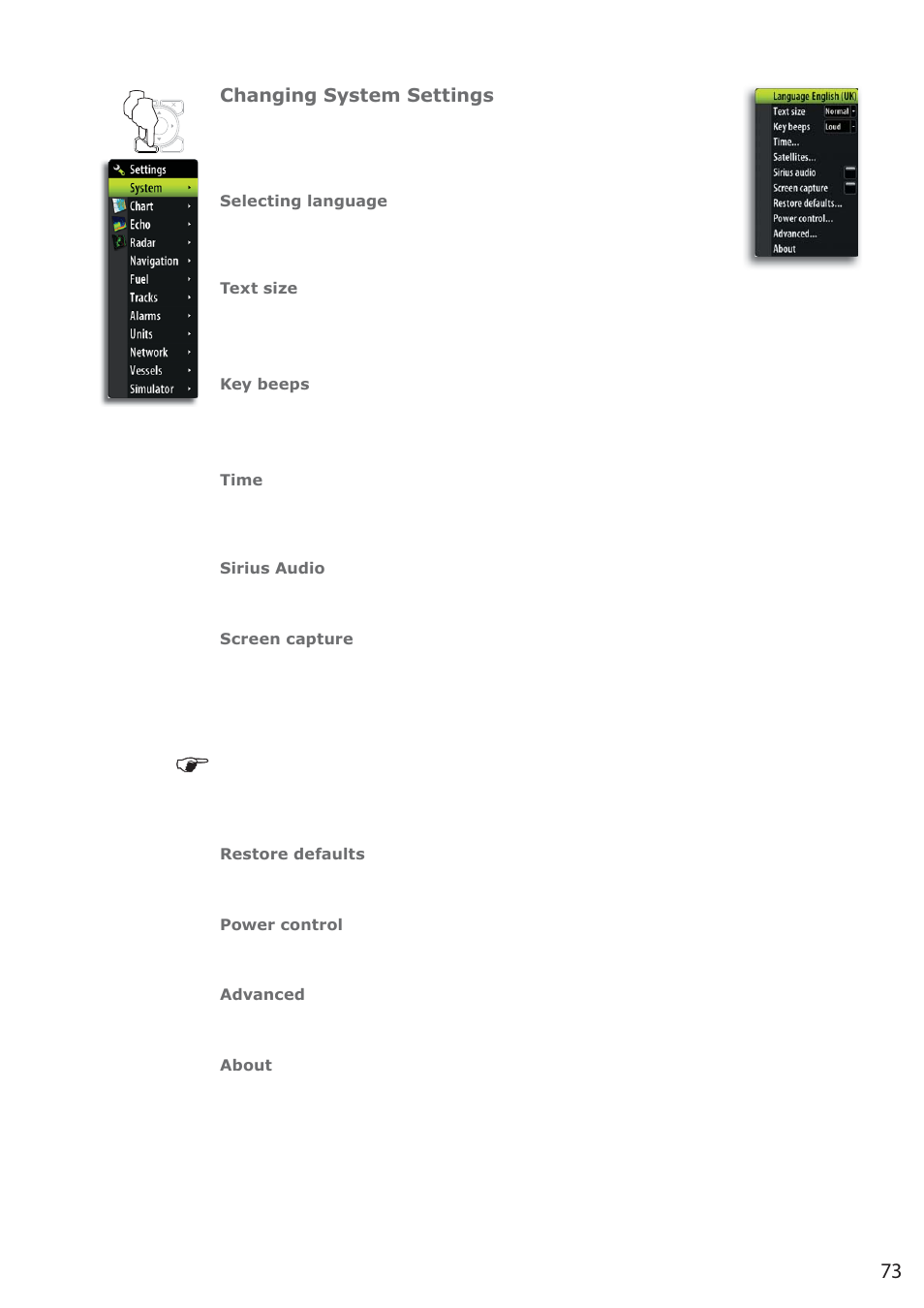 Changing system settings | B&G Zeus 12 User Manual | Page 74 / 94