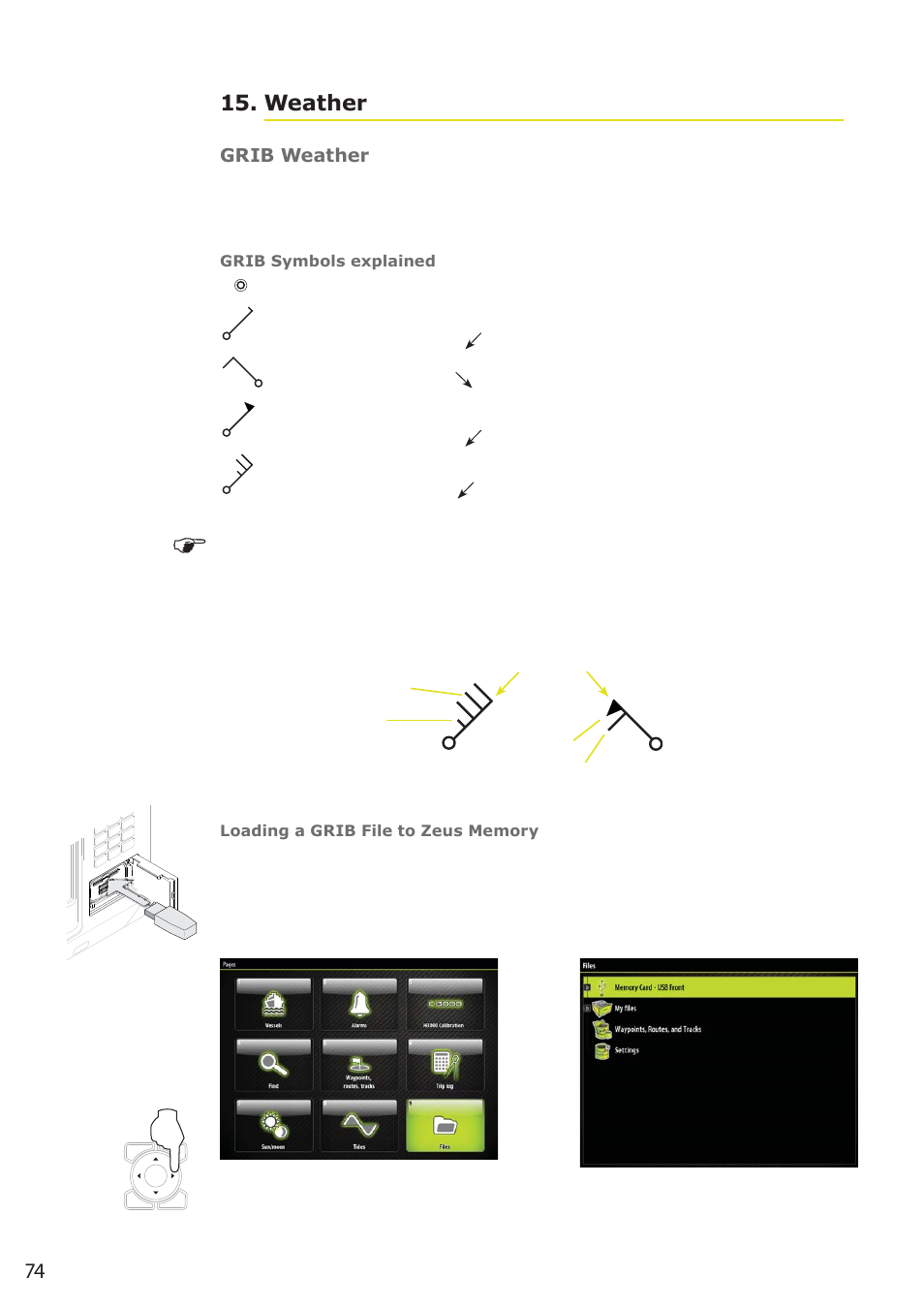 74 weather 15, Grib weather | B&G Zeus 12 User Manual | Page 75 / 94