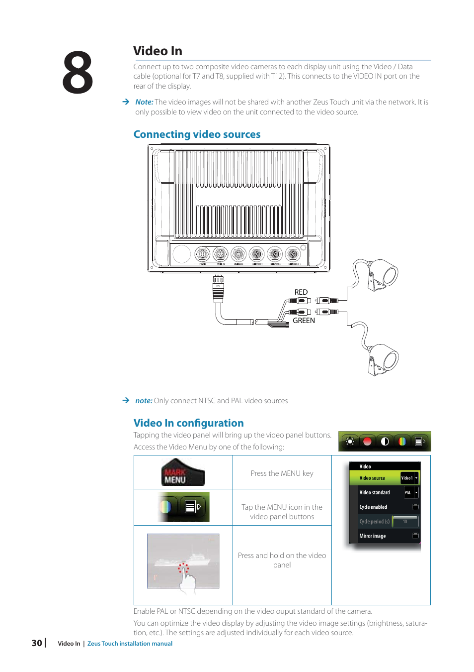 Video in | B&G Zeus Touch 12 User Manual | Page 30 / 66