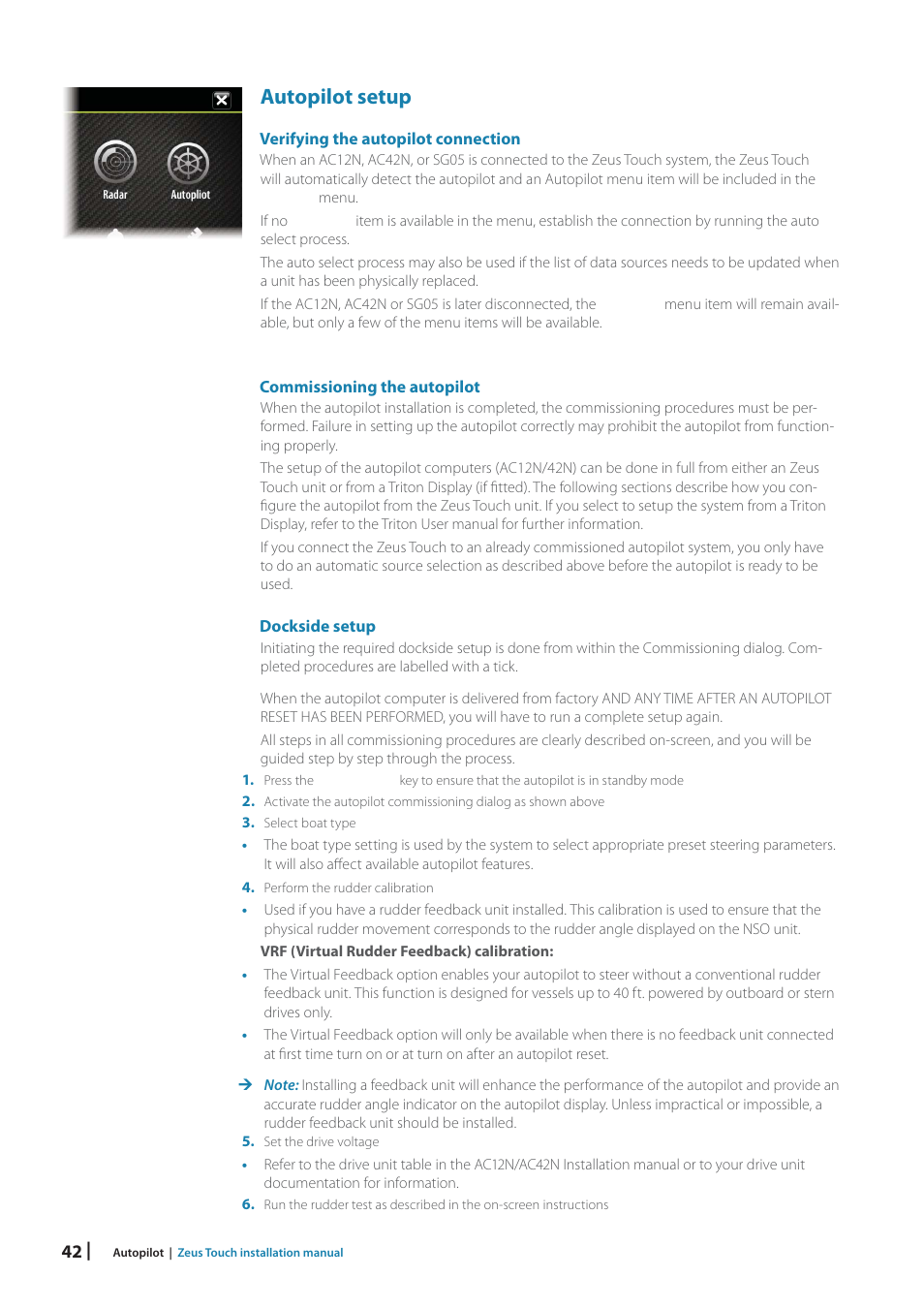Autopilot setup | B&G Zeus Touch 12 User Manual | Page 42 / 66