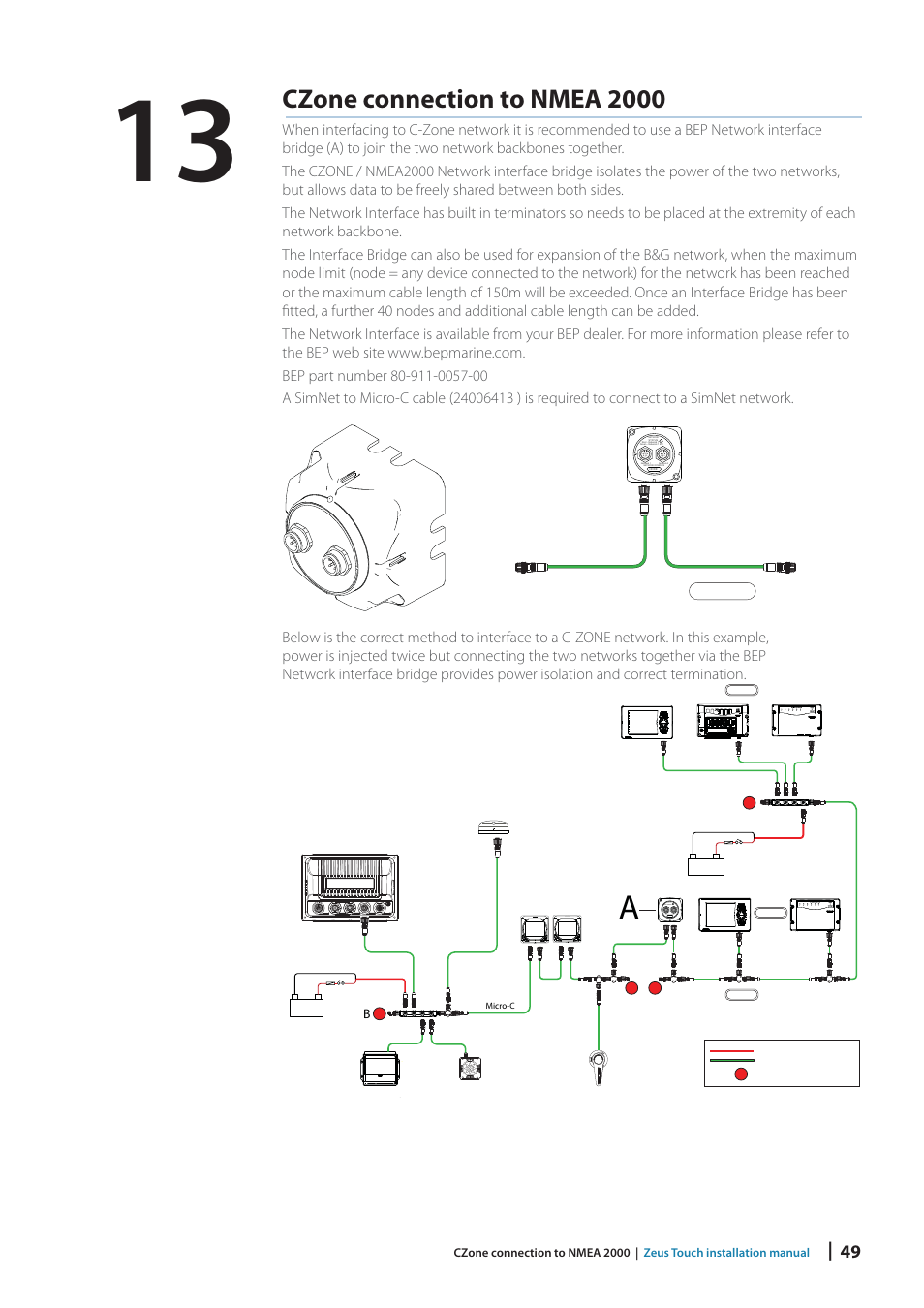Czone connection to nmea 2000 | B&G Zeus Touch 12 User Manual | Page 49 / 66