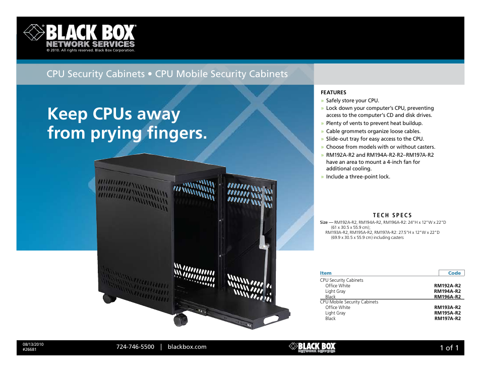 Black Box RM196A-R2 User Manual | 1 page