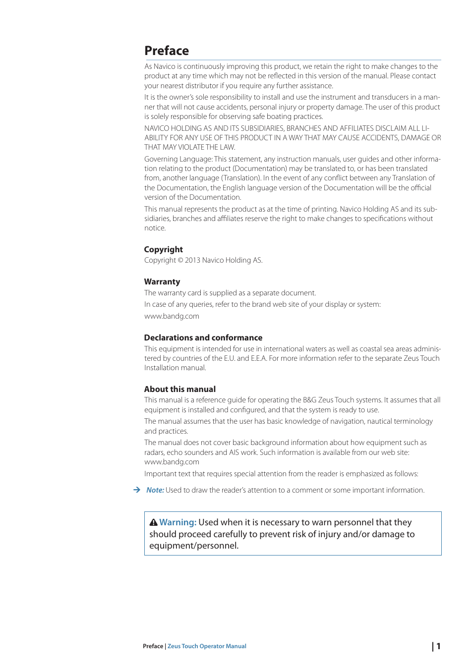 Preface | B&G Zeus Touch 12 User Manual | Page 2 / 115