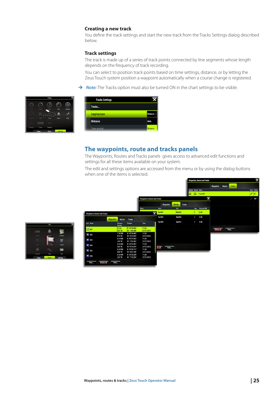 The waypoints, route and tracks panels | B&G Zeus Touch 12 User Manual | Page 26 / 115