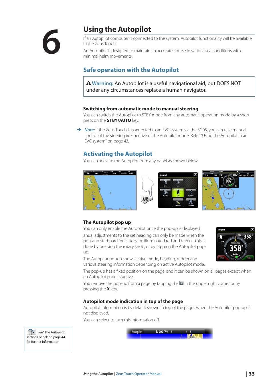 Using the autopilot | B&G Zeus Touch 12 User Manual | Page 34 / 115