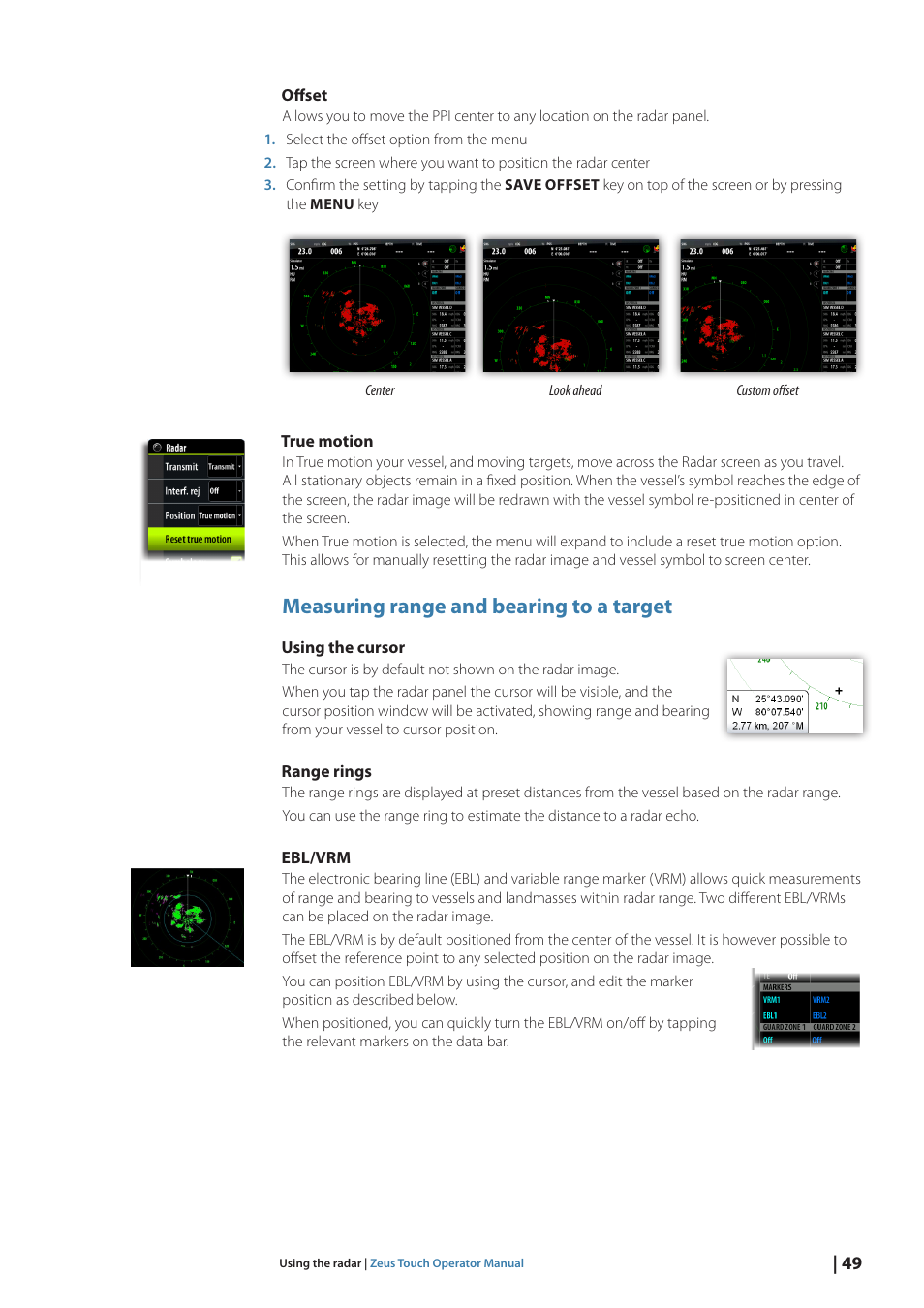 Measuring range and bearing to a target | B&G Zeus Touch 12 User Manual | Page 50 / 115