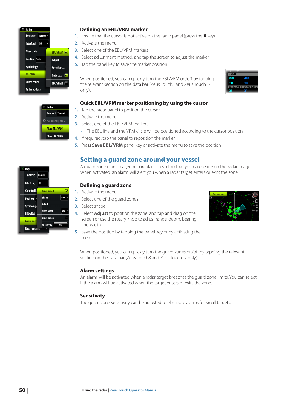 Setting a guard zone around your vessel | B&G Zeus Touch 12 User Manual | Page 51 / 115