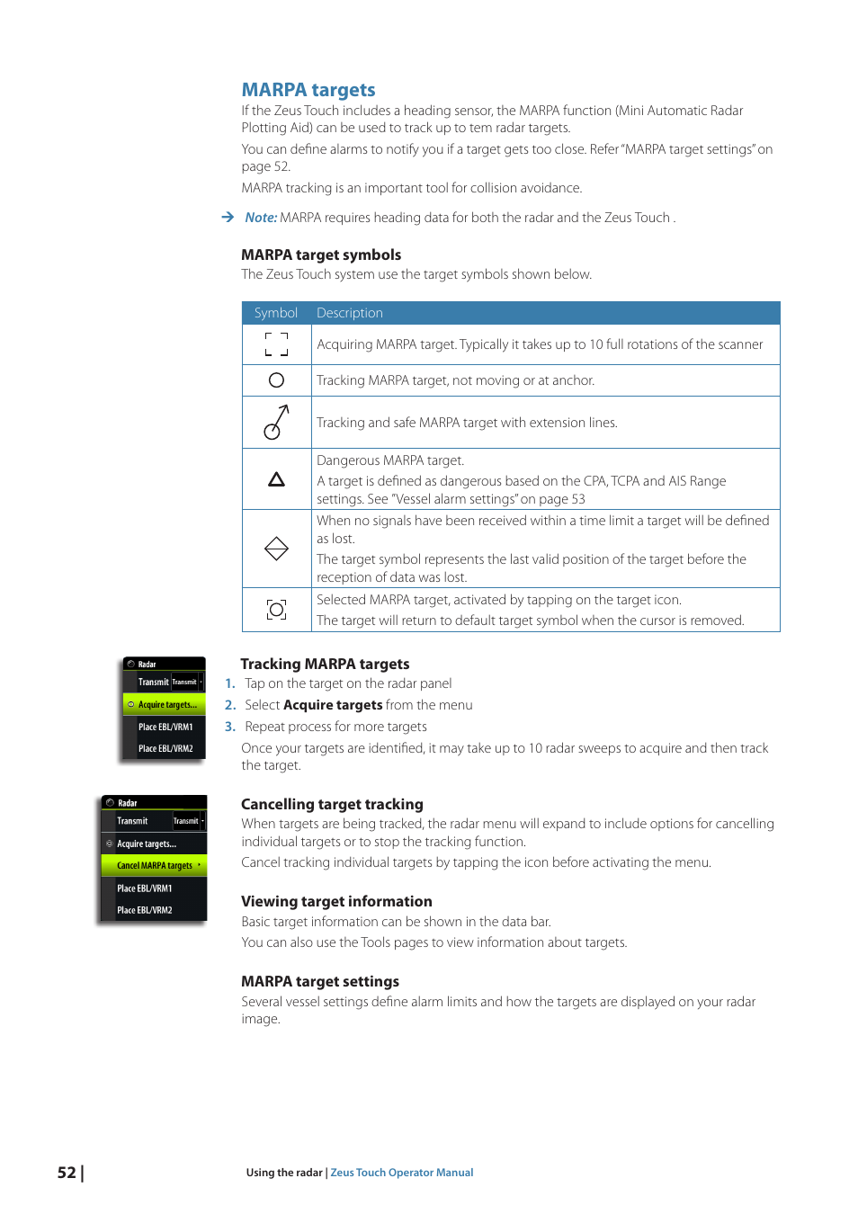 Marpa targets | B&G Zeus Touch 12 User Manual | Page 53 / 115