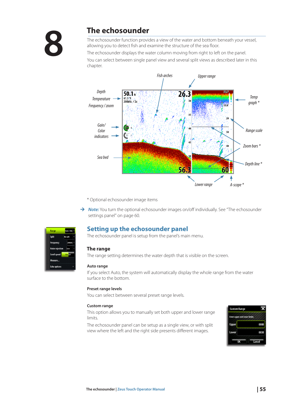 The echosounder | B&G Zeus Touch 12 User Manual | Page 56 / 115