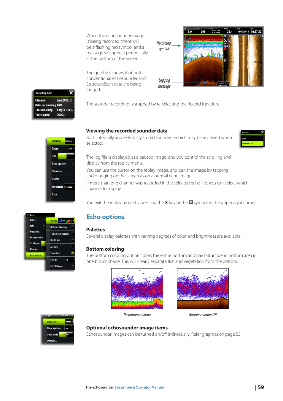 Echo options | B&G Zeus Touch 12 User Manual | Page 60 / 115