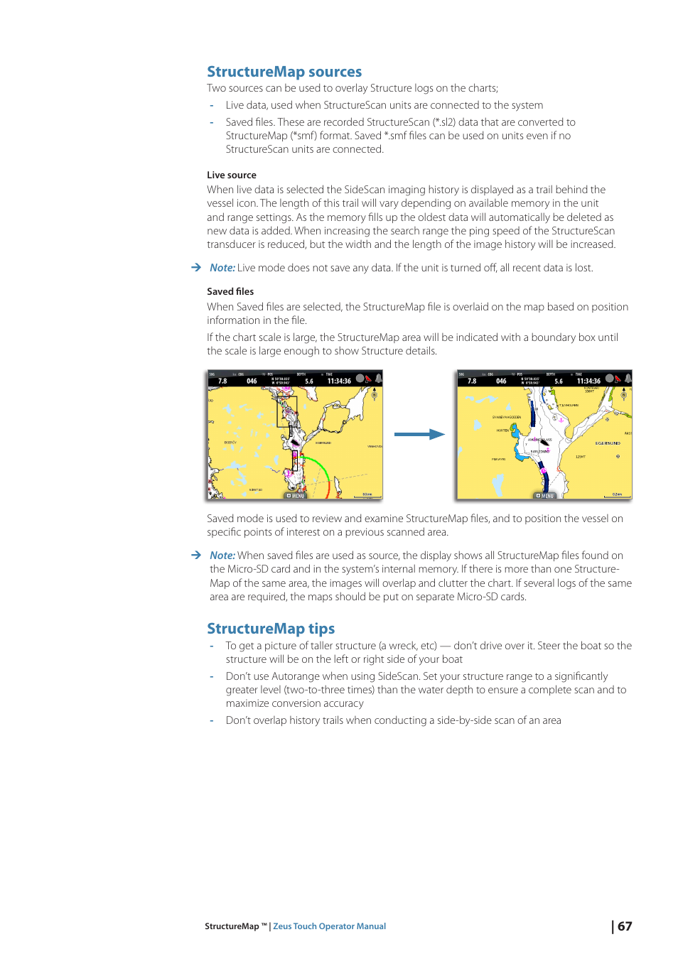 Structuremap sources, Structuremap tips | B&G Zeus Touch 12 User Manual | Page 68 / 115