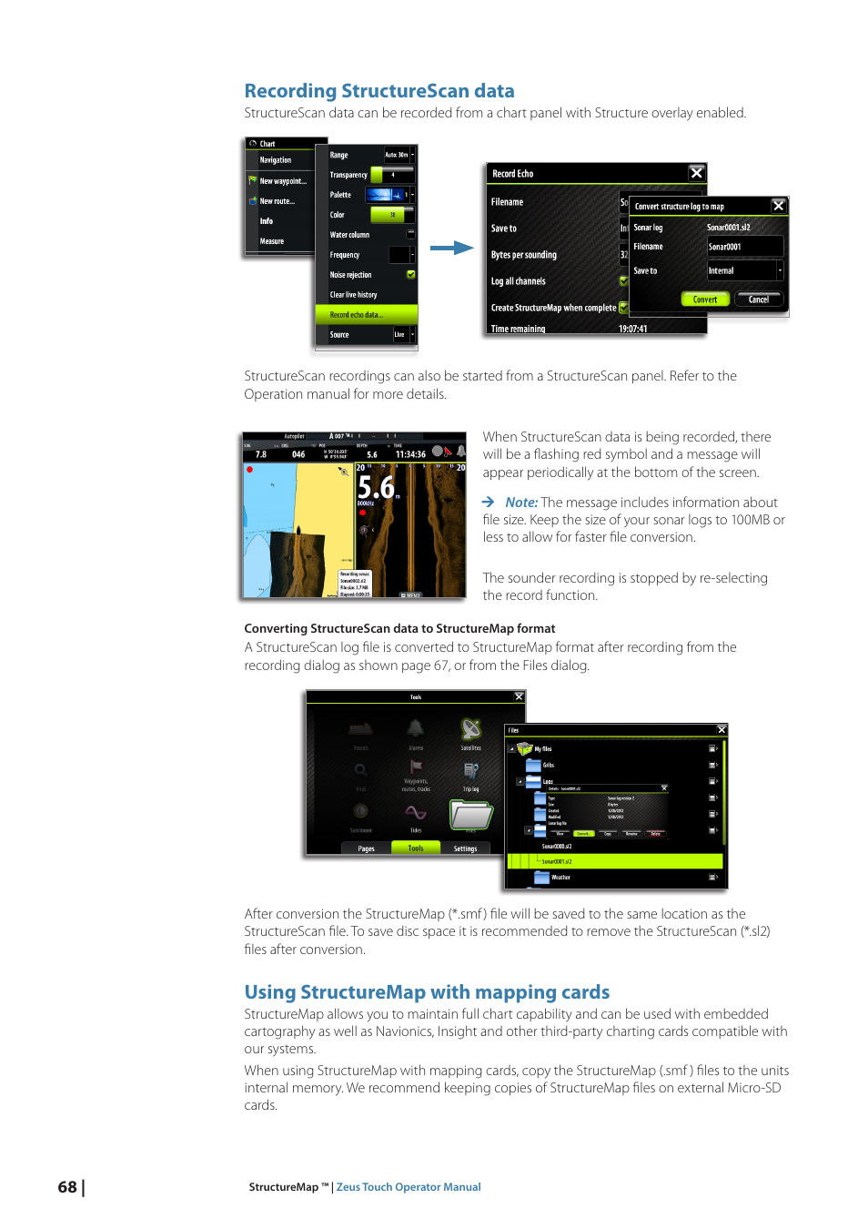 Recording structurescan data, Using structuremap with mapping cards | B&G Zeus Touch 12 User Manual | Page 69 / 115