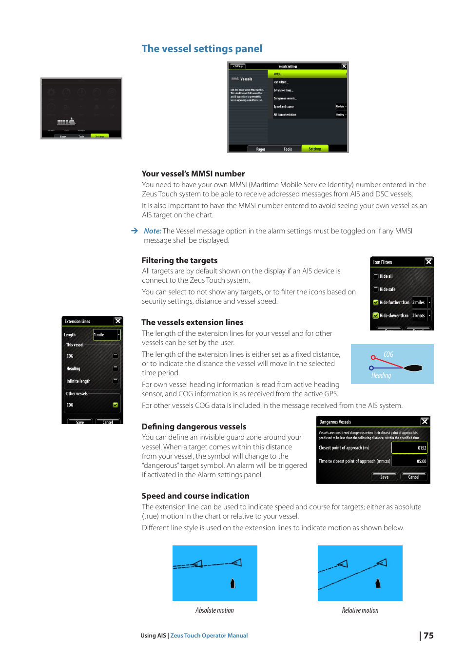The vessel settings panel | B&G Zeus Touch 12 User Manual | Page 76 / 115