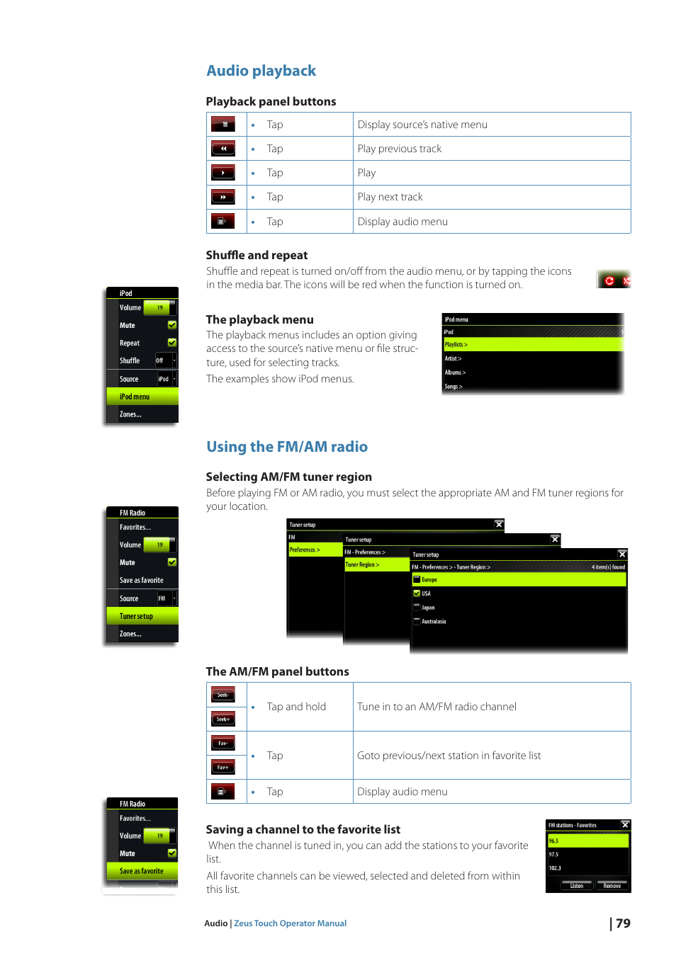 Audio playback, Using the fm/am radio | B&G Zeus Touch 12 User Manual | Page 80 / 115