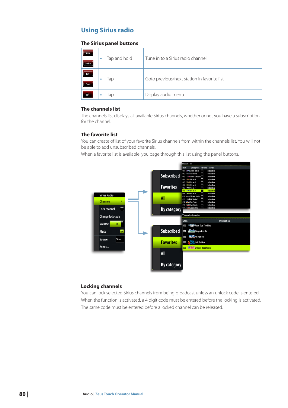 Using sirius radio | B&G Zeus Touch 12 User Manual | Page 81 / 115