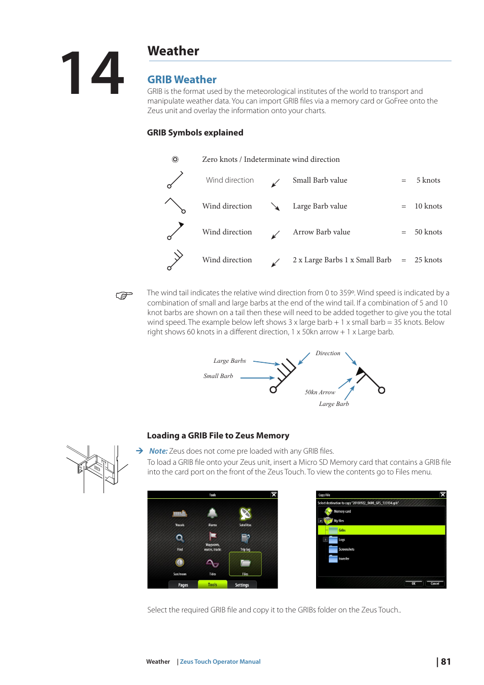 Weather, Grib weather | B&G Zeus Touch 12 User Manual | Page 82 / 115