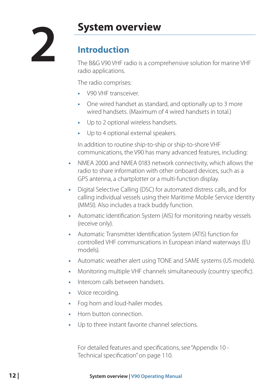 System overview, Introduction | B&G V90 VHF Radio User Manual | Page 12 / 129