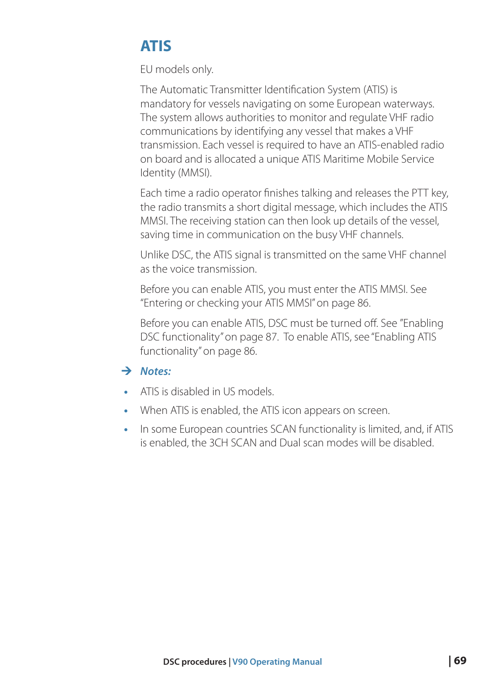 Atis | B&G V90 VHF Radio User Manual | Page 69 / 129