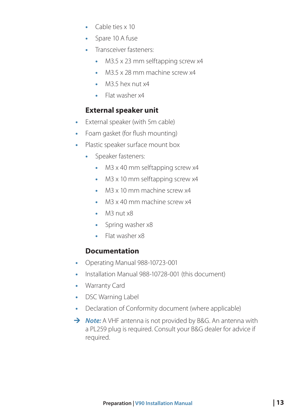 B&G V90 VHF Radio User Manual | Page 13 / 29