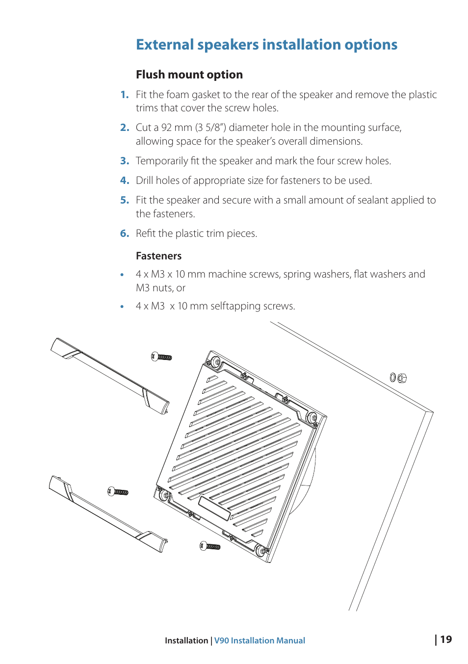 External speakers installation options | B&G V90 VHF Radio User Manual | Page 19 / 29