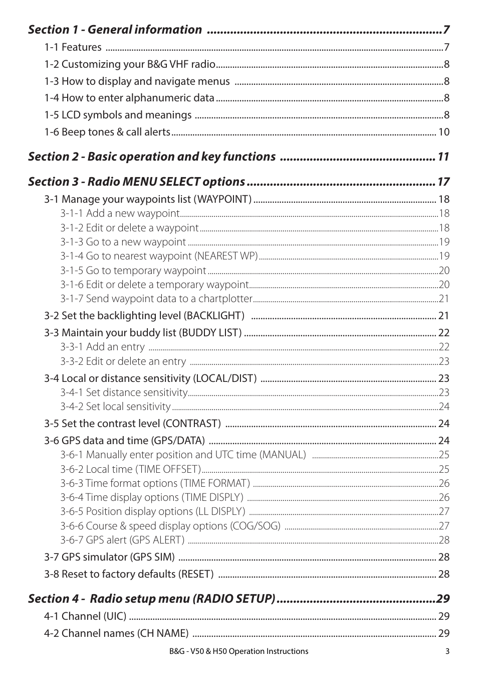 B&G H50 Wireless VHF Handset User Manual | Page 3 / 92