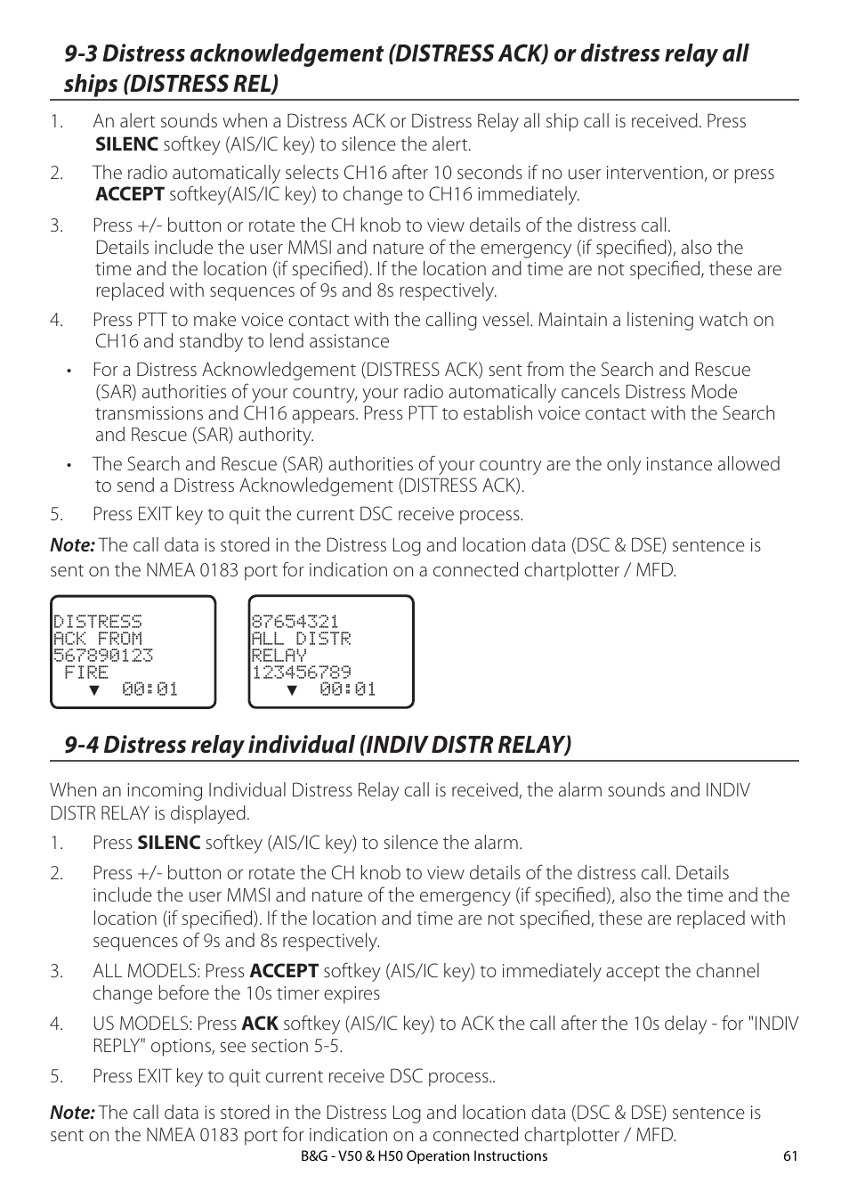 4 distress relay individual (indiv distr relay) | B&G H50 Wireless VHF Handset User Manual | Page 61 / 92