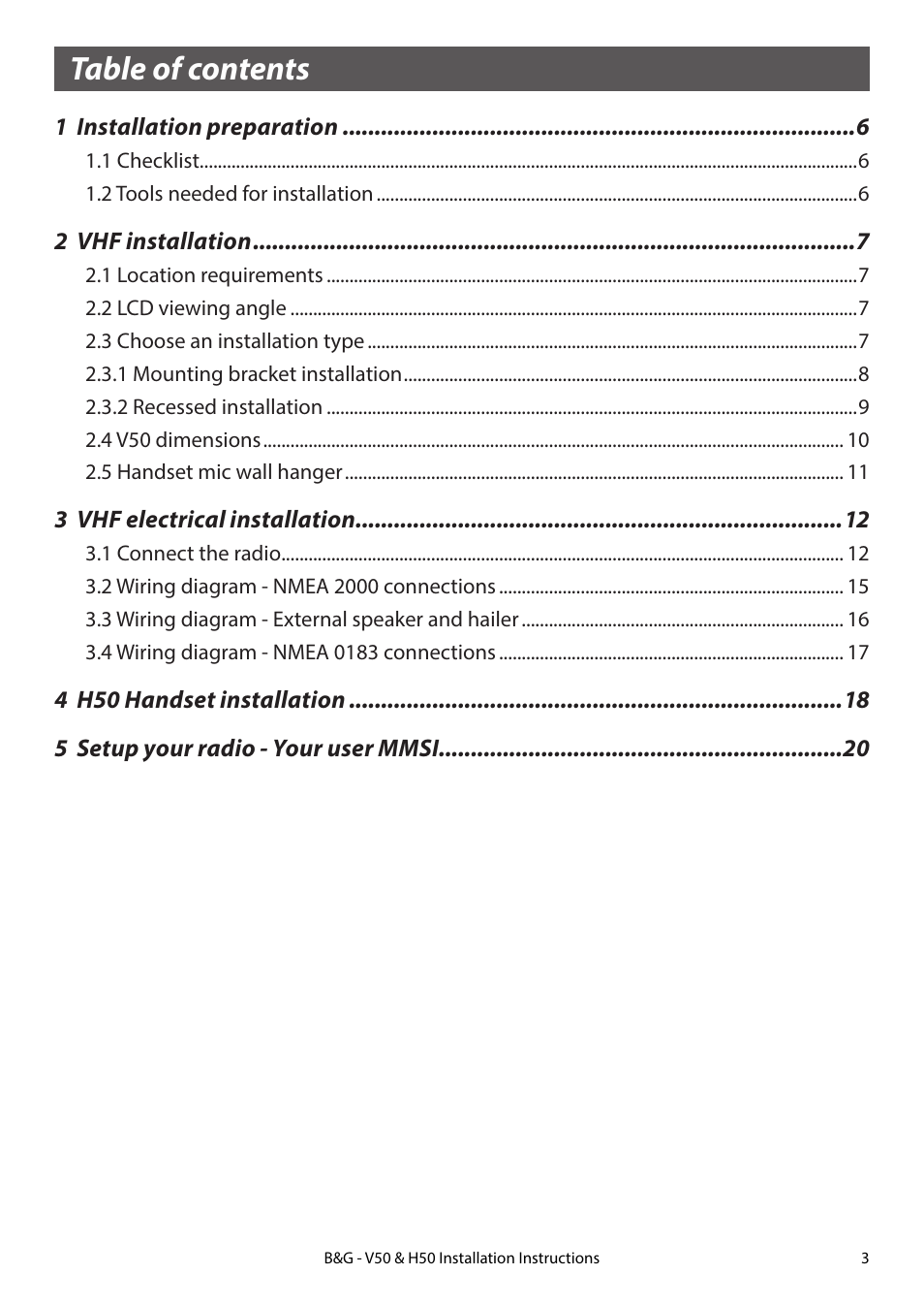 B&G H50 Wireless VHF Handset User Manual | Page 3 / 22