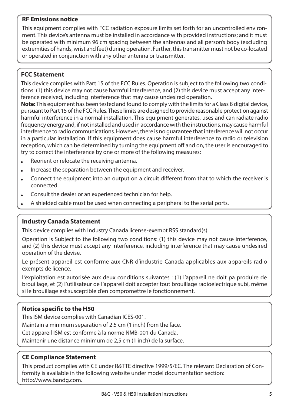 B&G H50 Wireless VHF Handset User Manual | Page 5 / 22