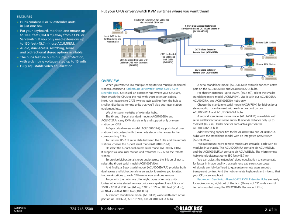 Black box, 2 of 5, Diagram format rule size: 0.018 | Black Box 24985 User Manual | Page 2 / 5