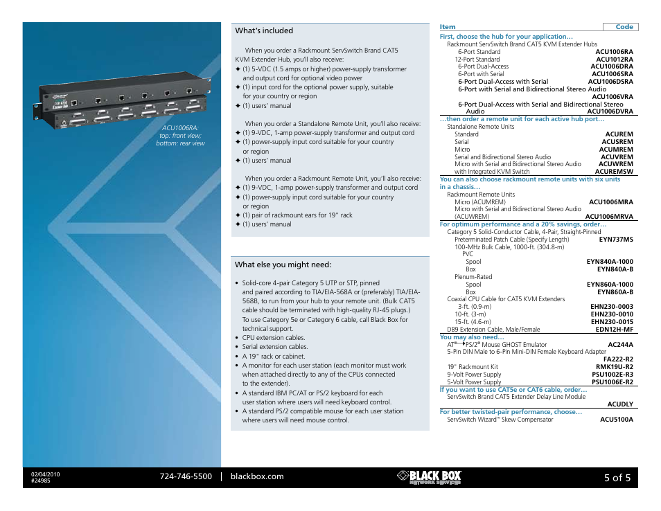 Black box, 5 of 5 | Black Box 24985 User Manual | Page 5 / 5