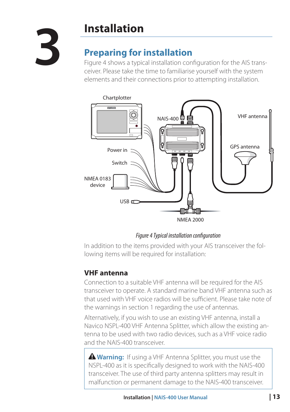 Installation, Preparing for installation, 13 installation | B&G NAIS-400 User Manual | Page 14 / 32