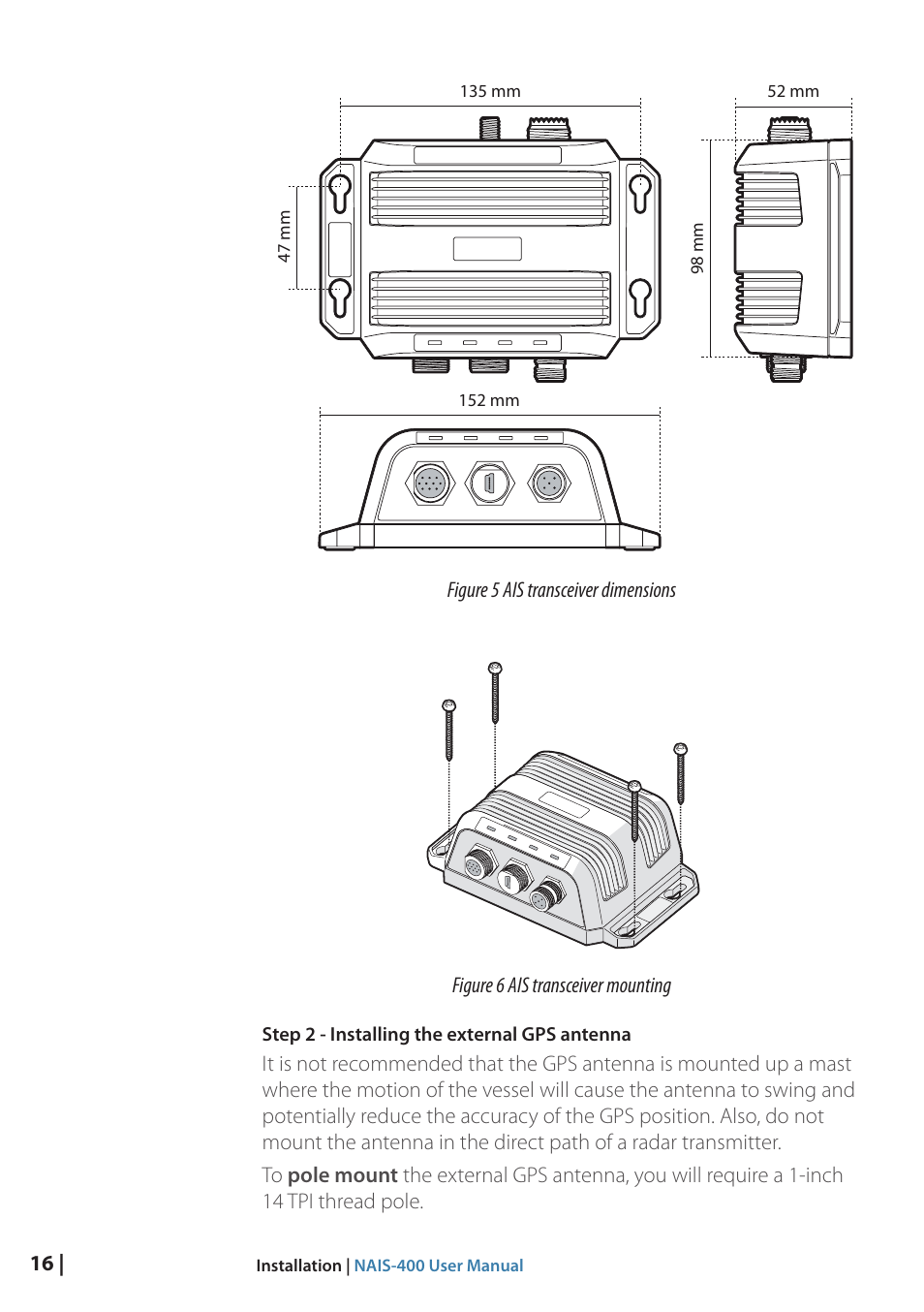 Fig. 5 dimensions | B&G NAIS-400 User Manual | Page 17 / 32