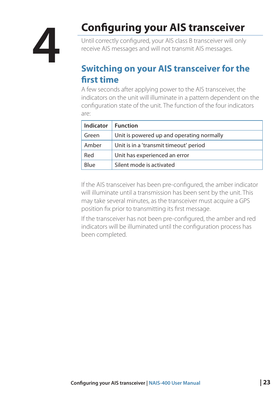 Configuring your ais transceiver, 23 configuring your ais transceiver | B&G NAIS-400 User Manual | Page 24 / 32