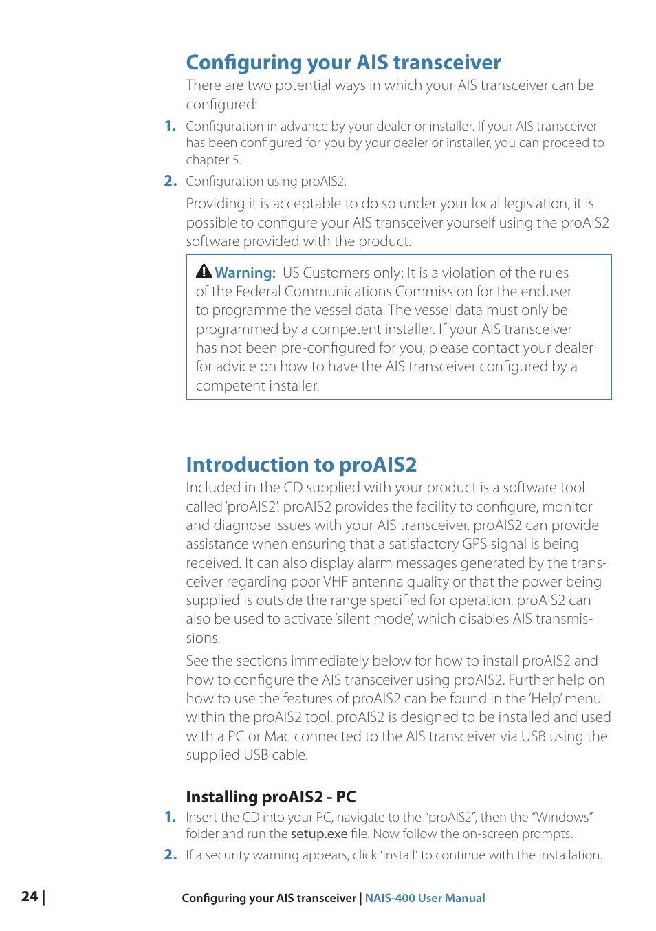 Configuring your ais transceiver, Introduction to proais2 | B&G NAIS-400 User Manual | Page 25 / 32