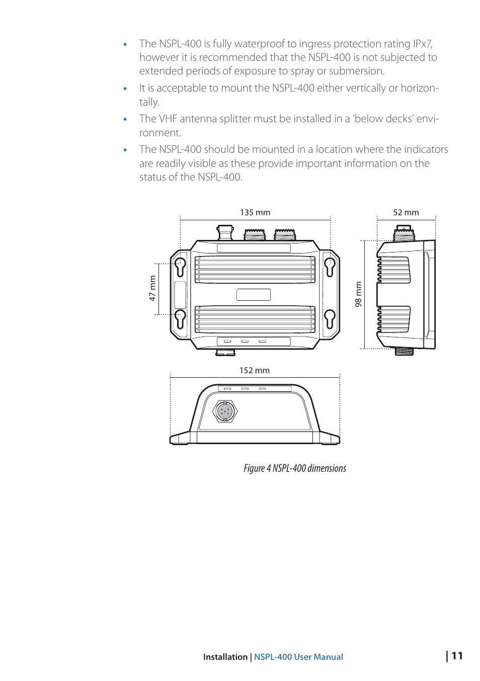 Fig. 5 dimensions | B&G NSPL-400 User Manual | Page 12 / 20
