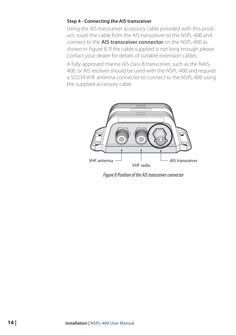 Fig. 8 location - ais | B&G NSPL-400 User Manual | Page 15 / 20