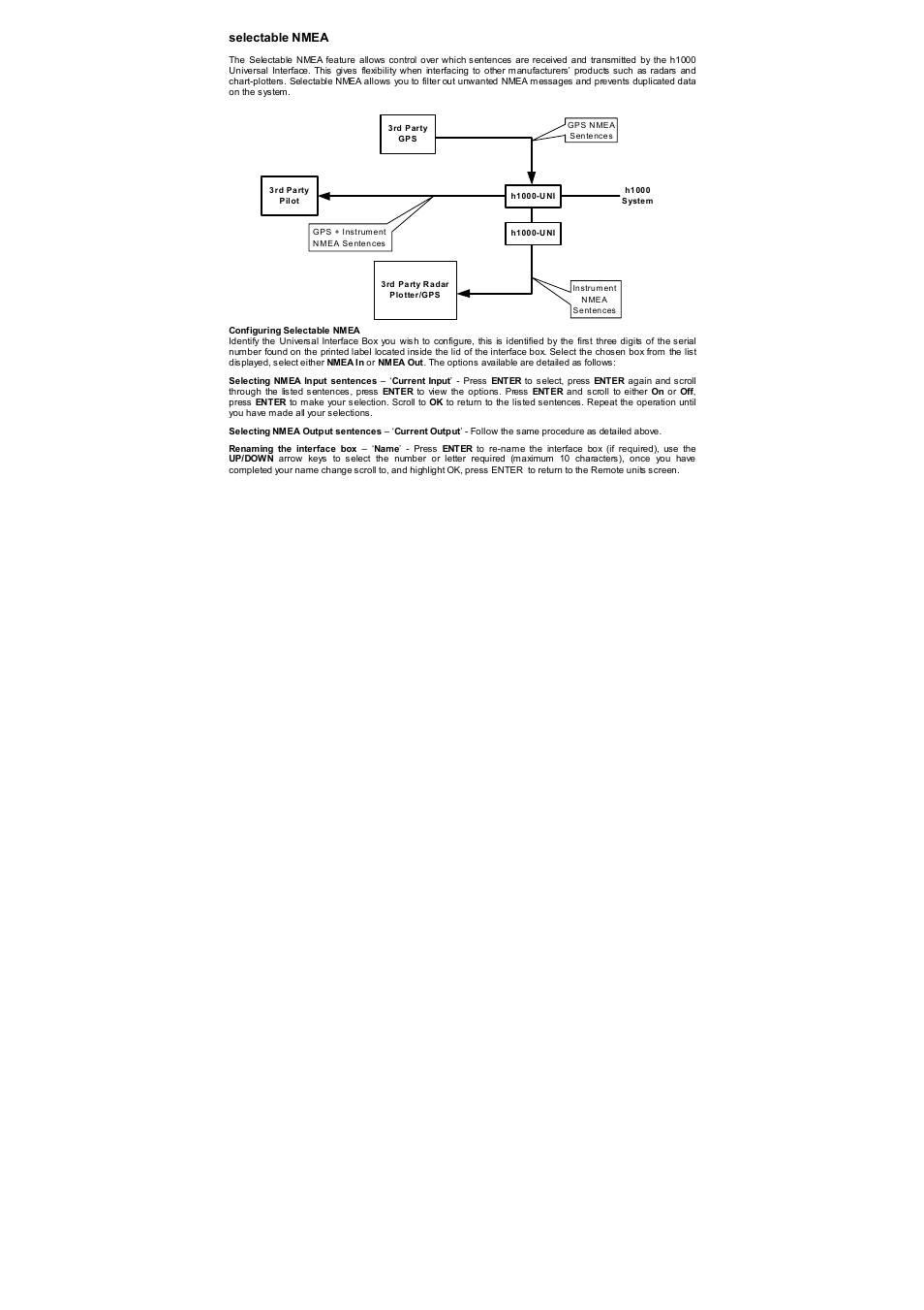 Selectable nmea | B&G H1000 NMEA Interface User Manual | Page 7 / 10