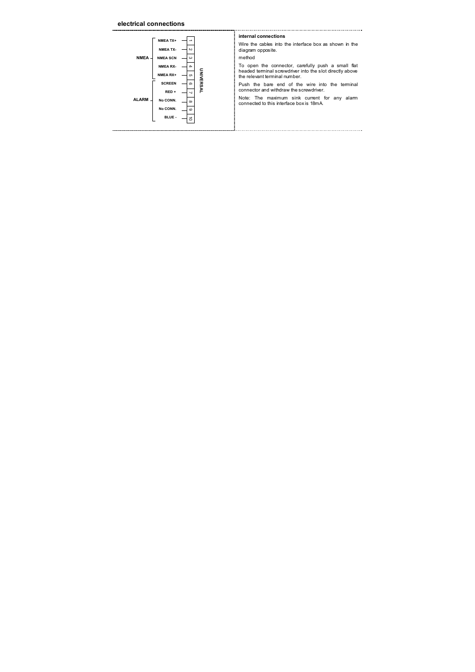 Electrical connections | B&G H1000 NMEA Interface User Manual | Page 9 / 10