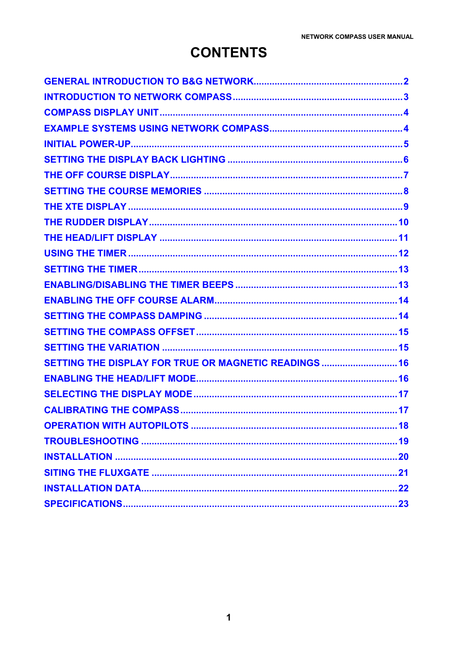 B&G Network Compass User Manual | 23 pages