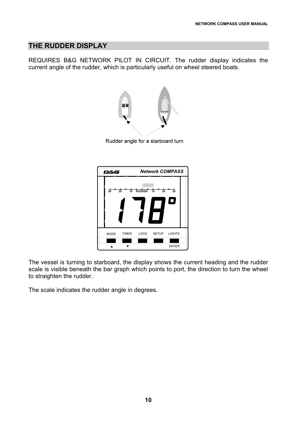 The rudder display | B&G Network Compass User Manual | Page 10 / 23