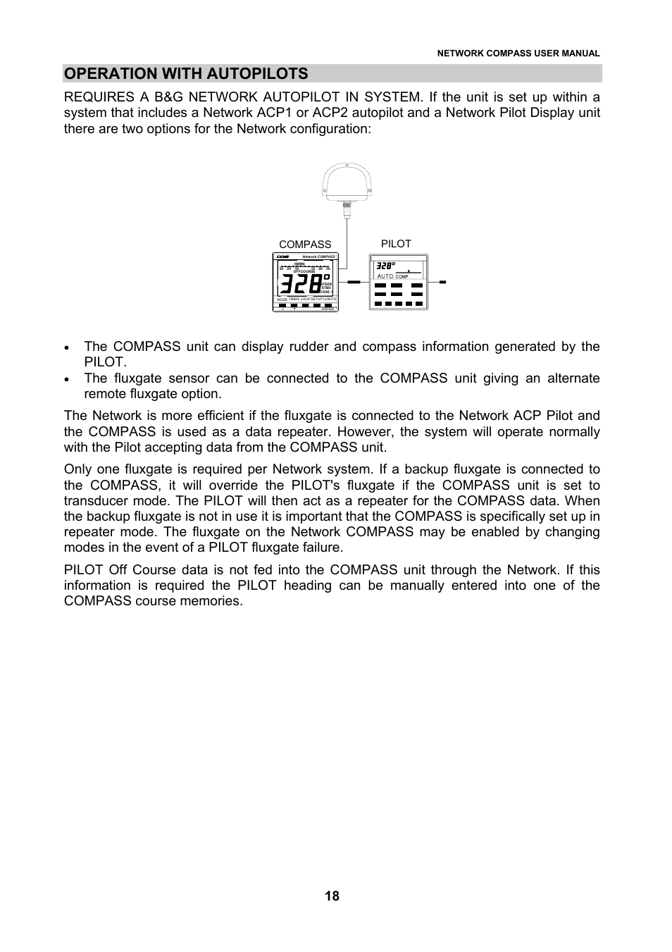 Operation with autopilots | B&G Network Compass User Manual | Page 18 / 23