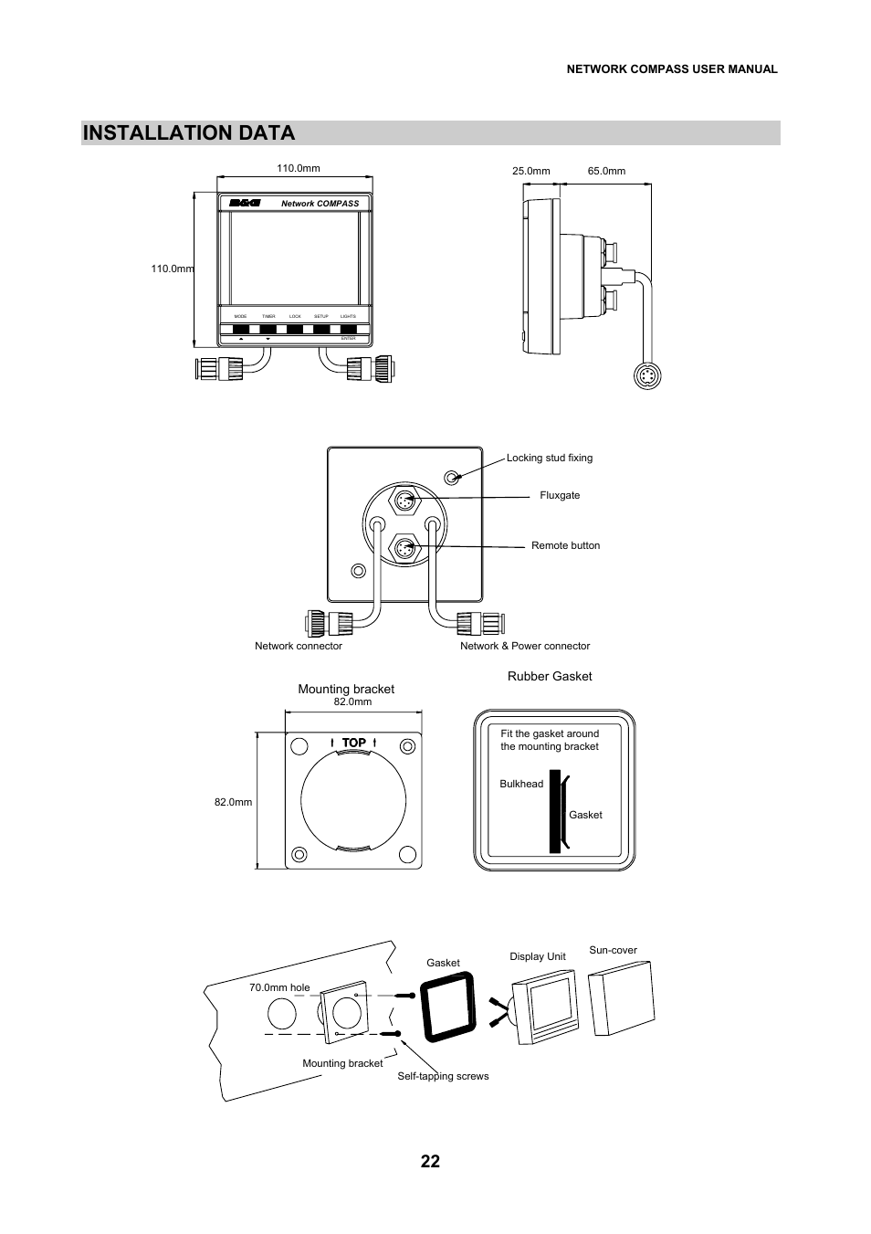 Installation data | B&G Network Compass User Manual | Page 22 / 23