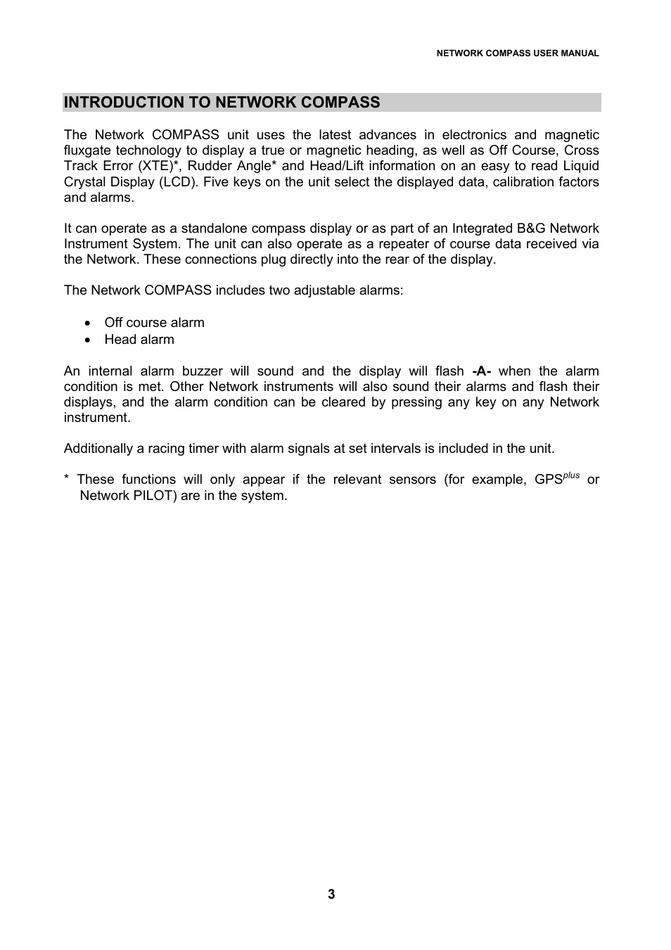 Introduction to network compass | B&G Network Compass User Manual | Page 3 / 23