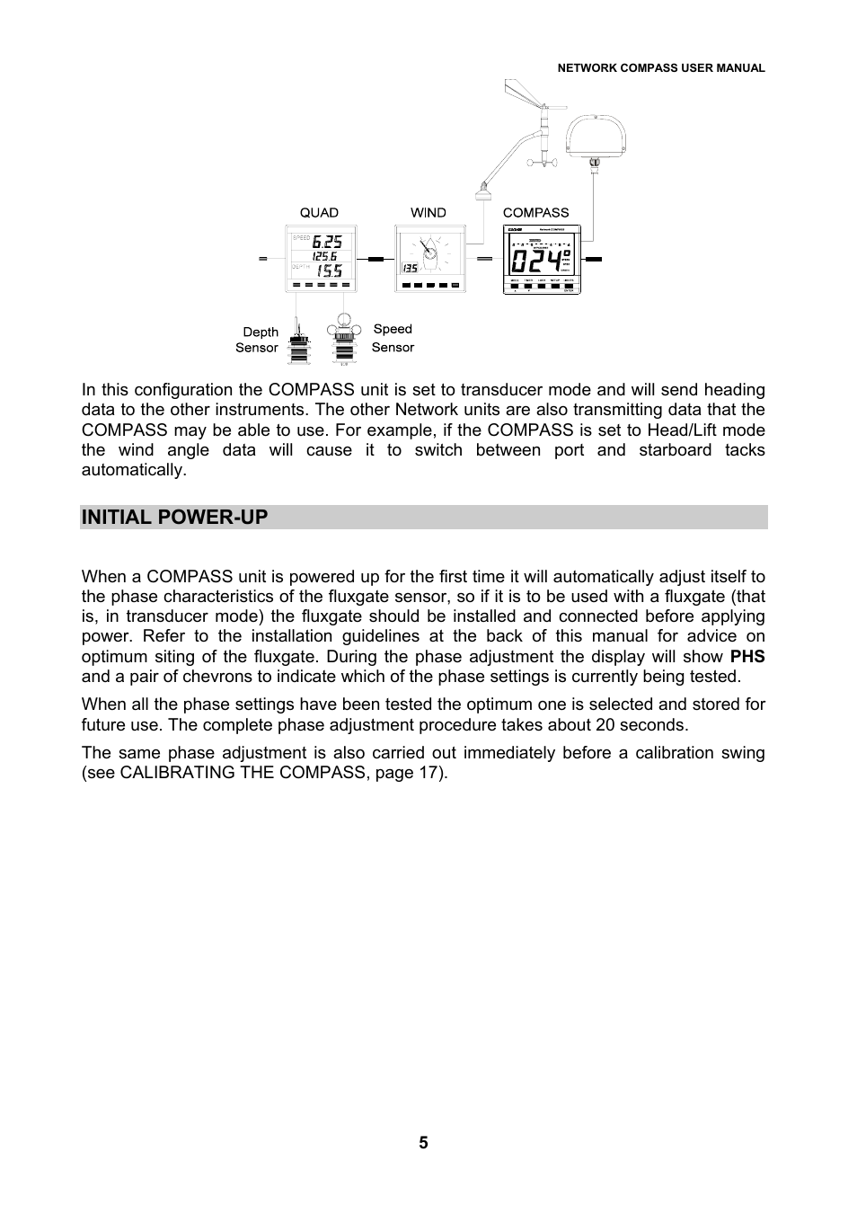 Initial power-up | B&G Network Compass User Manual | Page 5 / 23