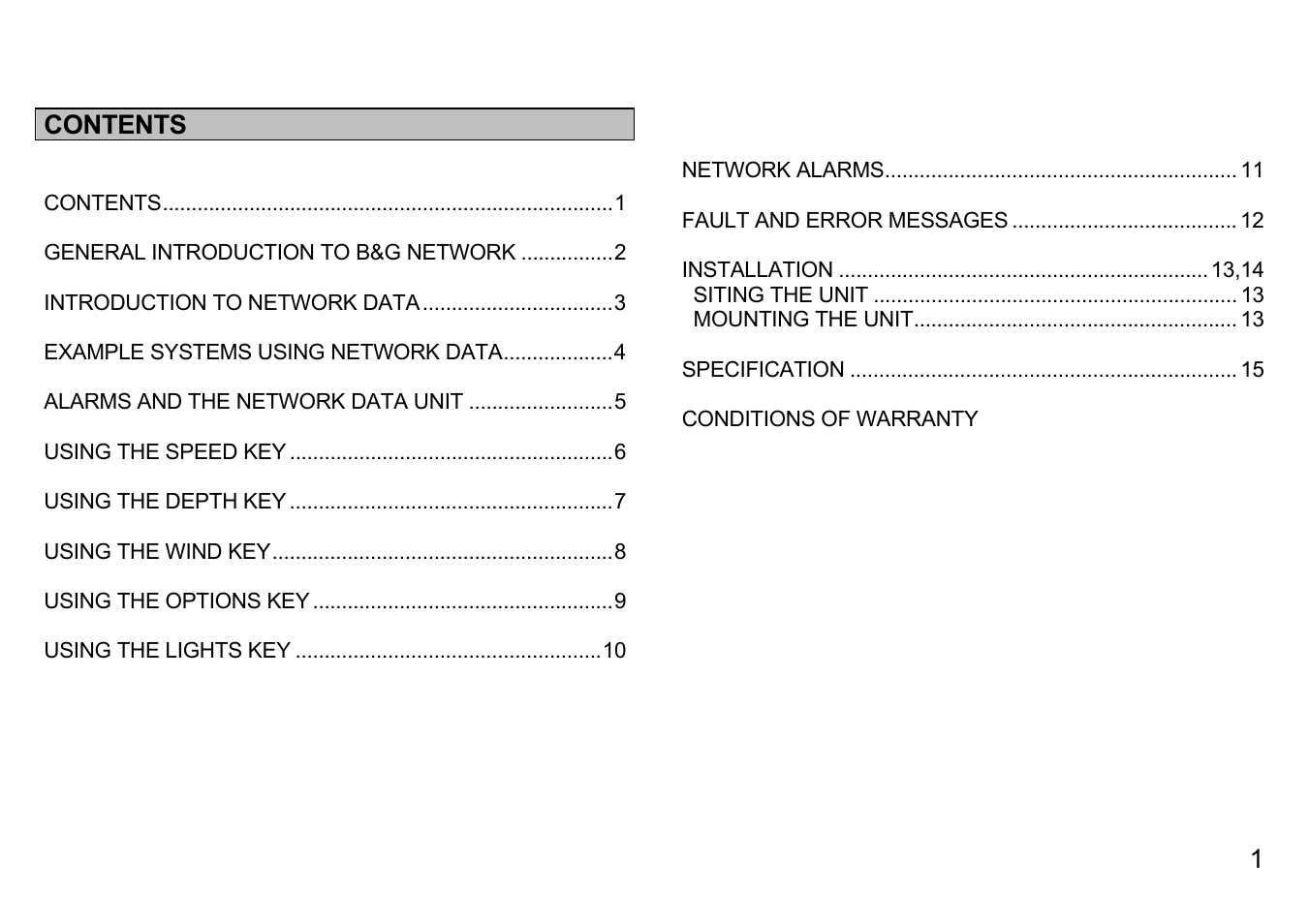 B&G Network Data User Manual | 15 pages