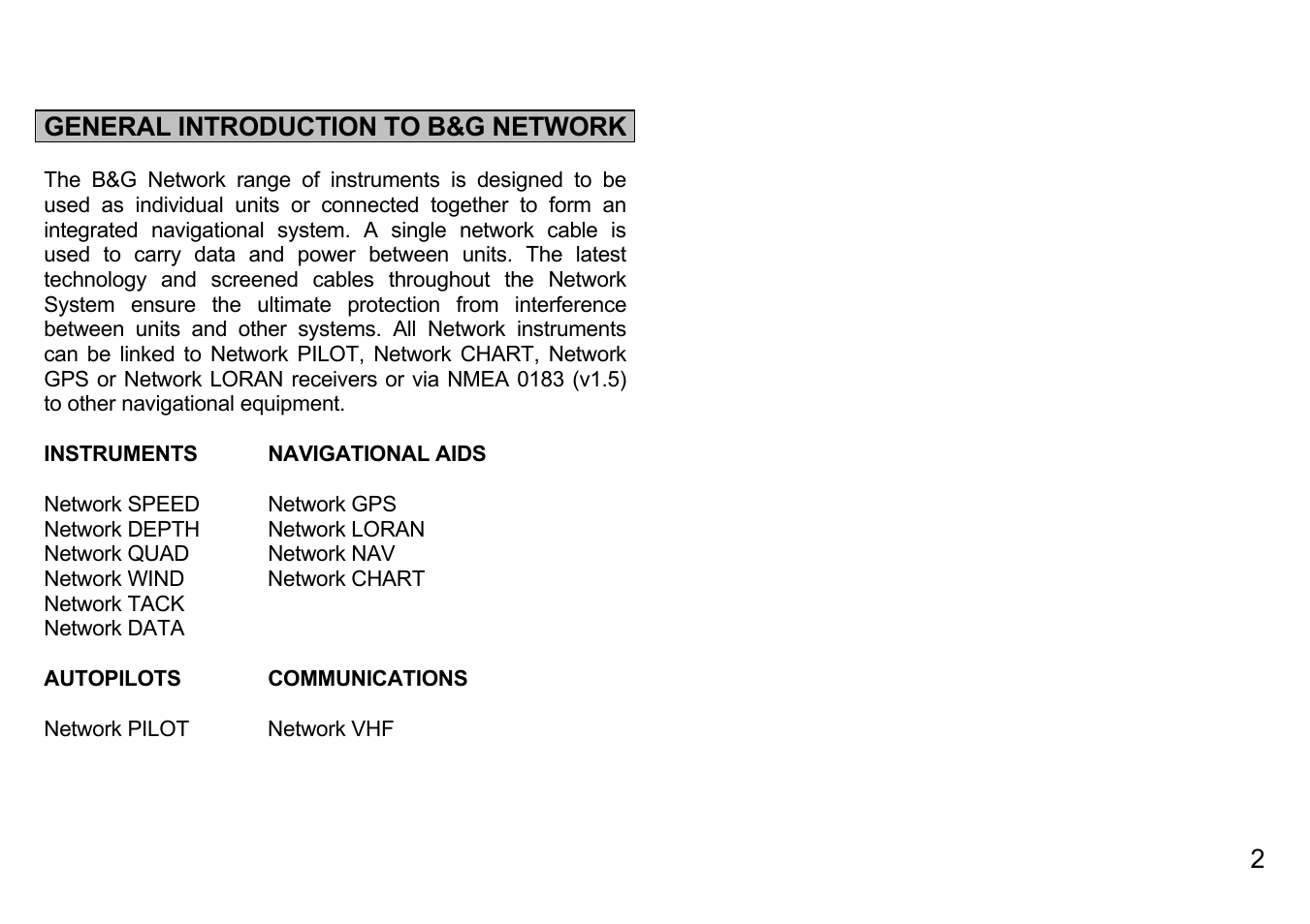 General introduction to b&g network | B&G Network Data User Manual | Page 2 / 15