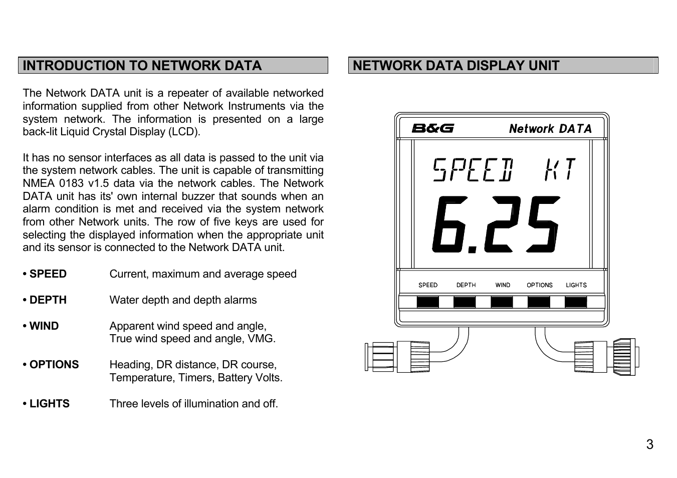 Introduction to network data, Network data display unit | B&G Network Data User Manual | Page 3 / 15