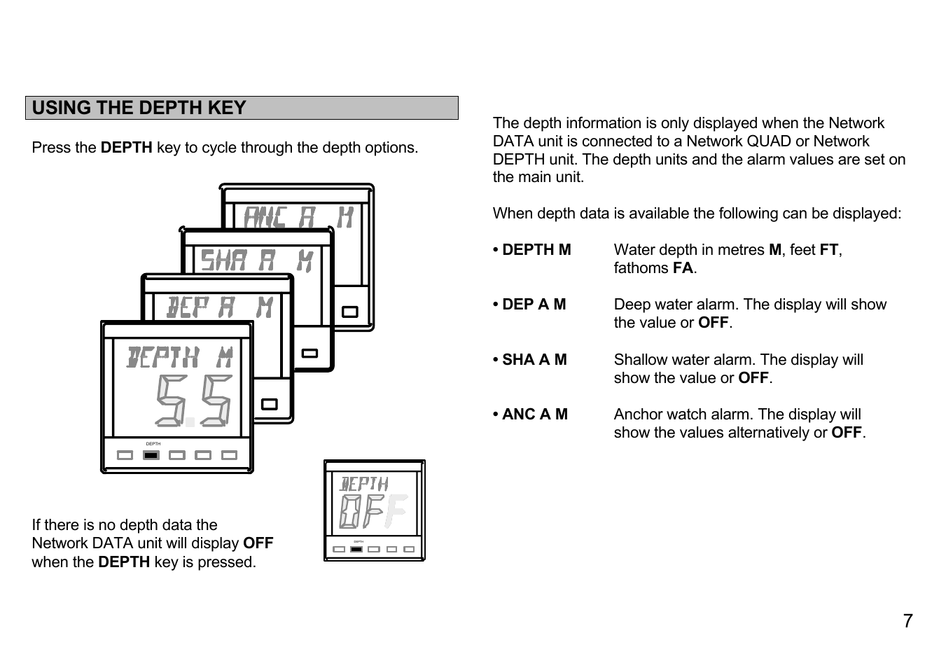 Using the depth key | B&G Network Data User Manual | Page 7 / 15